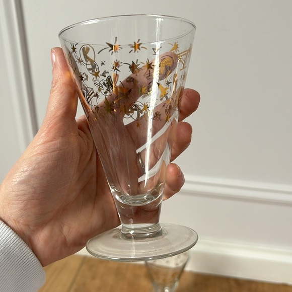 Vintage KAHLUA 1960s Mid-Century Modern Gold Confetti Motif Cocktail Glasses (2) - Picture 5 of 5